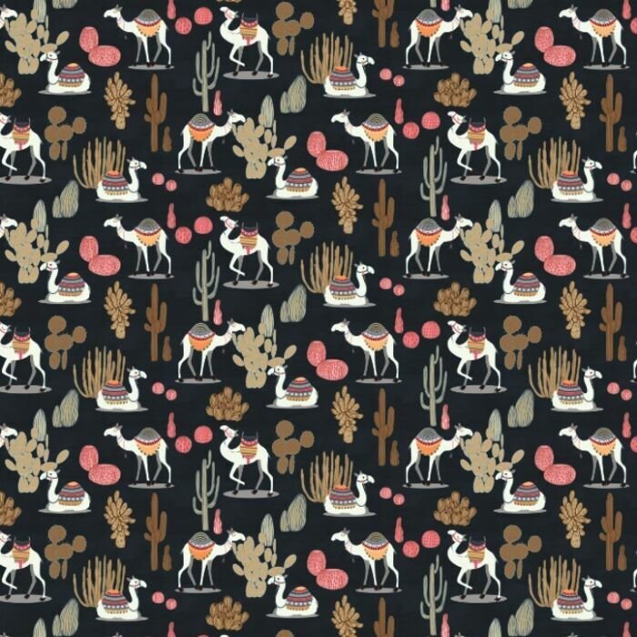Printed Spandex Happy Camel Conversational Dye