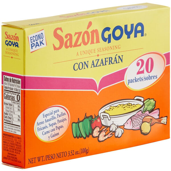 Goya Sazon with Saffron Seasoning Packets 3.52 oz. - 20/Box