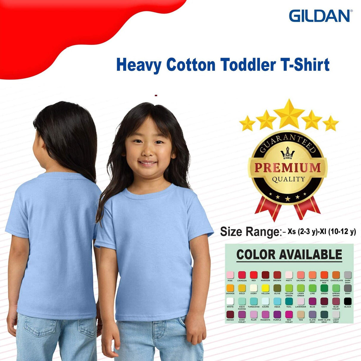 Gildan® Heavy Cotton Toddler Short Sleeve Crewneck T-Shirt
