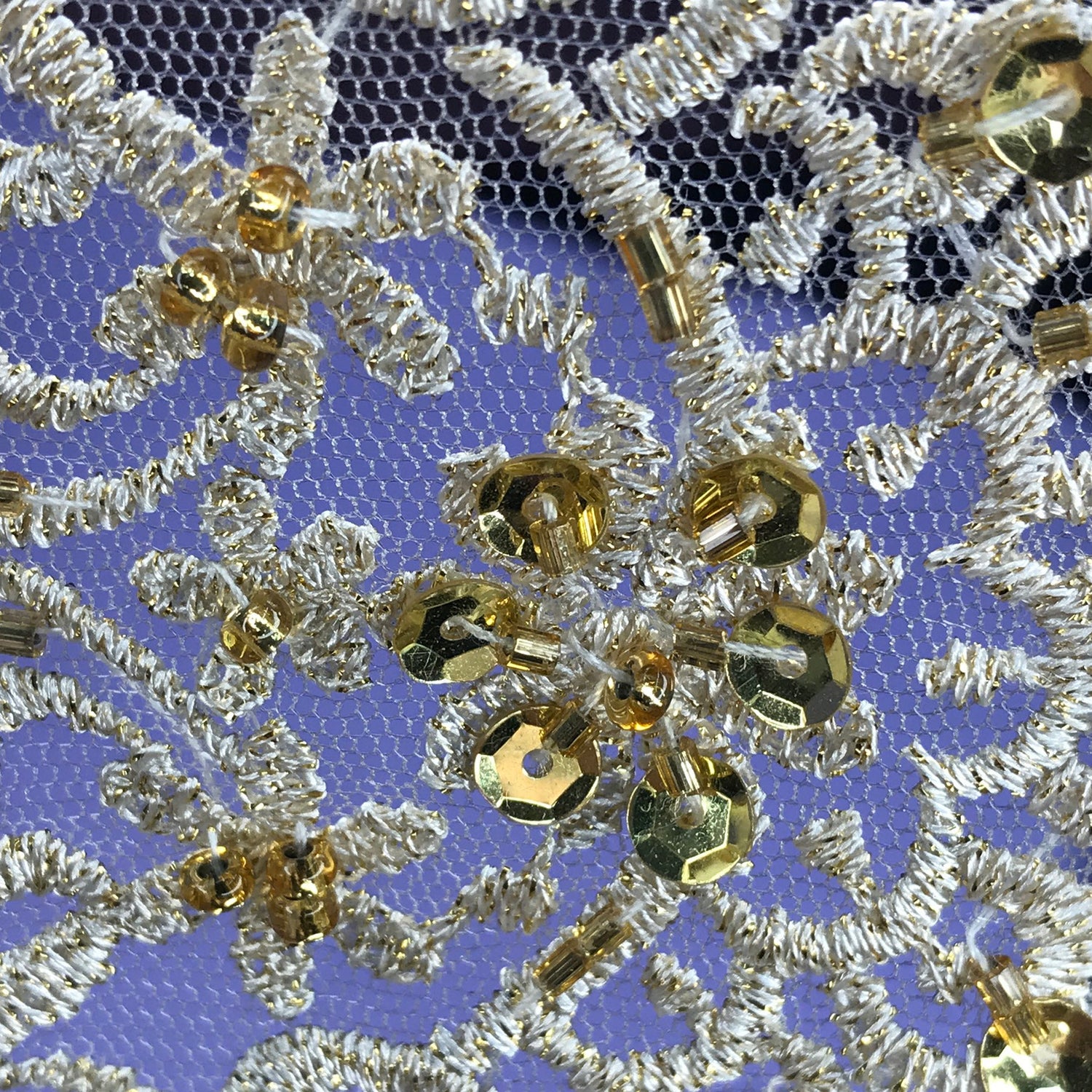 1 Yard Beaded Double Sided Lace Trimming Embroidered on 100% Polyester Net Mesh 6″ Wide