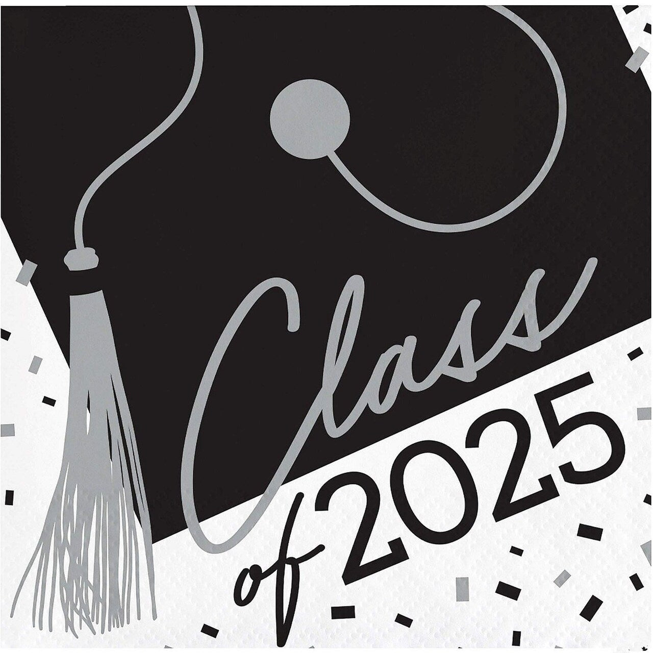 Creative Converting School Spirit White Class of 2025 Paper Beverage Napkins - 108 Count