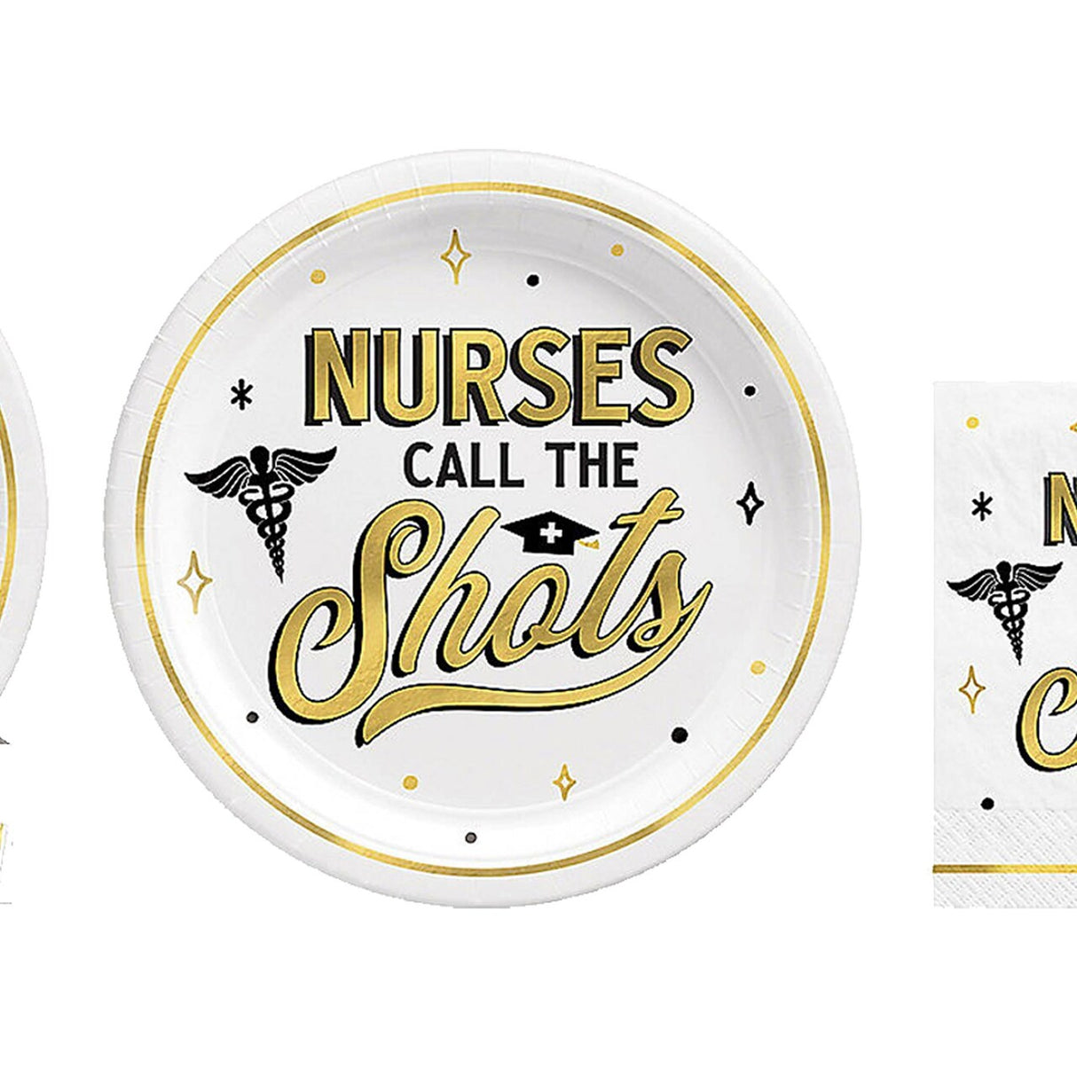 Graduation Party Nurses Call the Shots Plates & Napkins – 60pc Set for 30 Guests