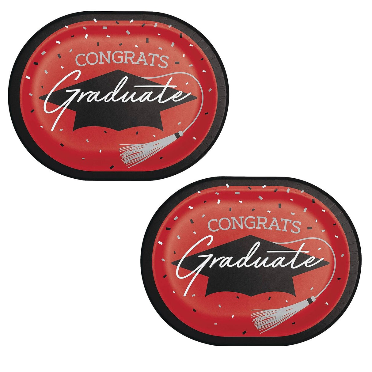 Creative Converting School Spirit Red Graduation Oval Paper Platters – 24ct