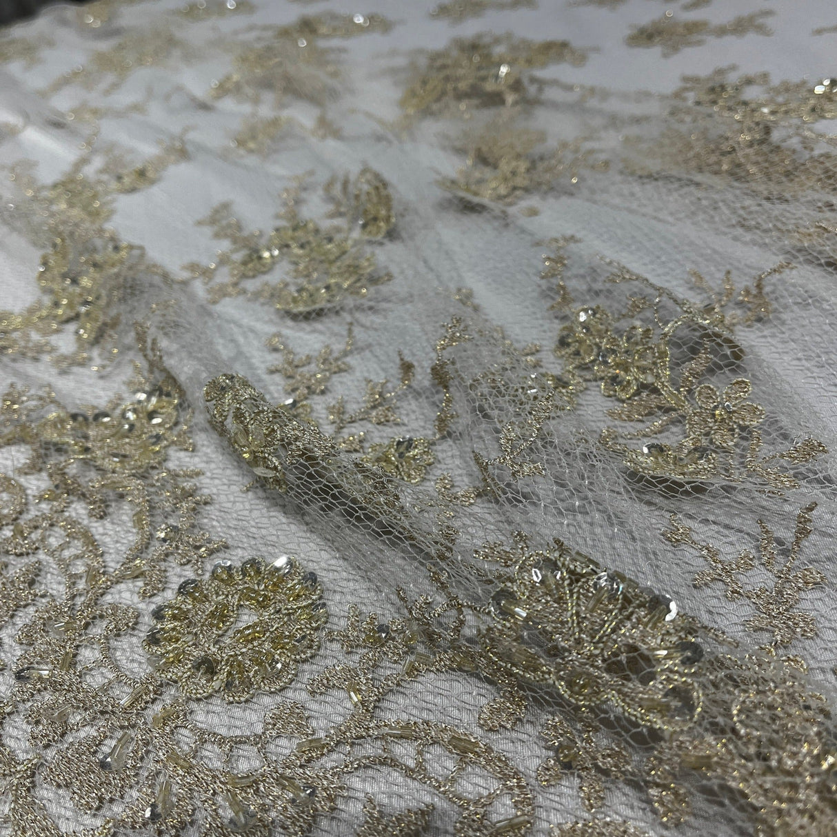 Beaded Lace Embroidered Mesh