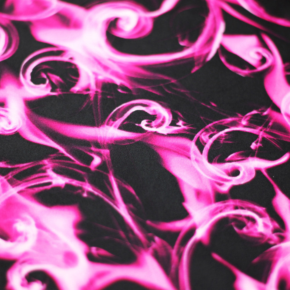 Fire Tornado Nylon Spandex Fabric - Fire Flame Print, Orange/Red Foil, Pink/Pink Foil, Blue/Royal Foil, 58/60" Width (1 Yard)