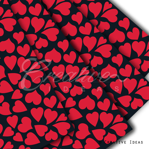 22" X 22" Curly Hearts Floral Wrap-15 Pcs (Black/Red)