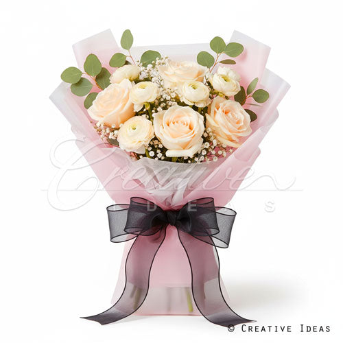 22" X 22" Translucent Floral Wrap-20 Pcs (Light Pink)