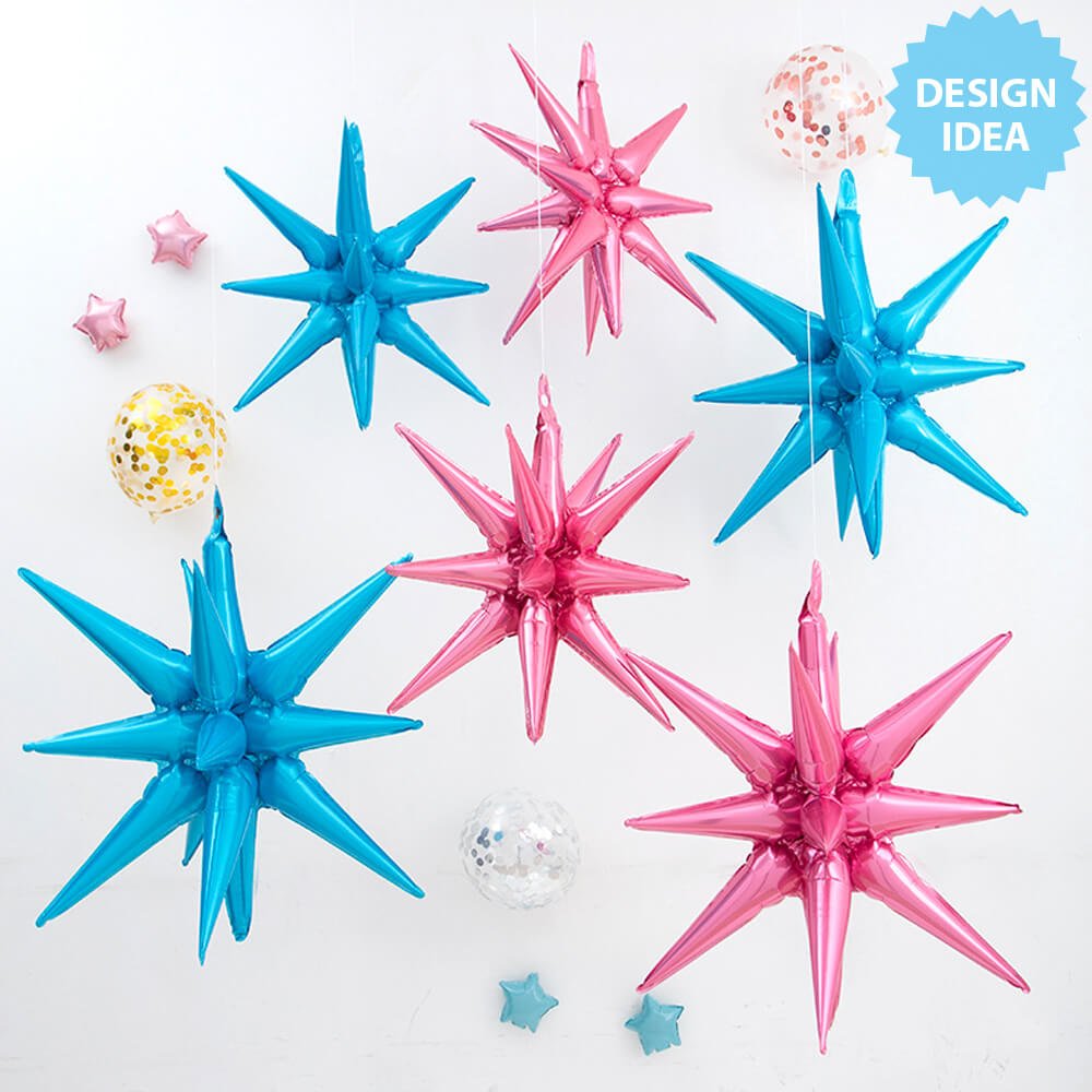 Foil Balloon 22 Inch 3D Star-Burst Bubble Gum Pink