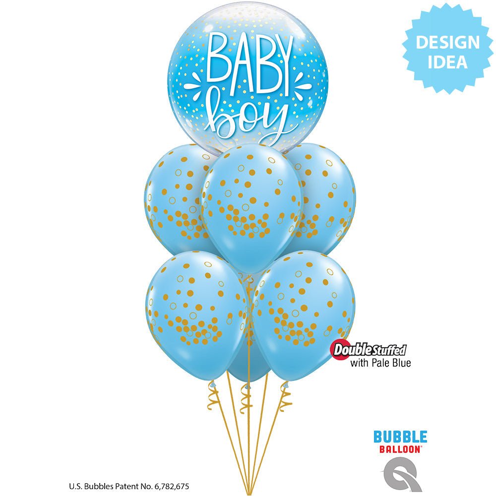 Bubble Balloon Baby Boy Blue Confetti Dots