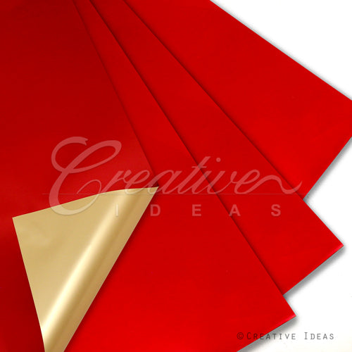 22.8" X 22.8" Reversible Floral Wrap-20 Pcs (Red/Gold)