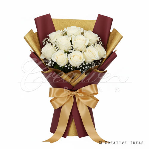 22.8" X 22.8" Reversible Floral Wrap-20 Pcs (Wine/Gold)