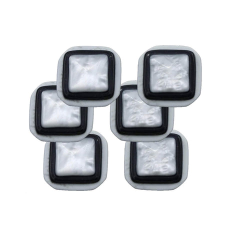 36L (23mm / 15/16") Square Shell Top Buttons Black White Pearl Layer Shank Style Vintage Button