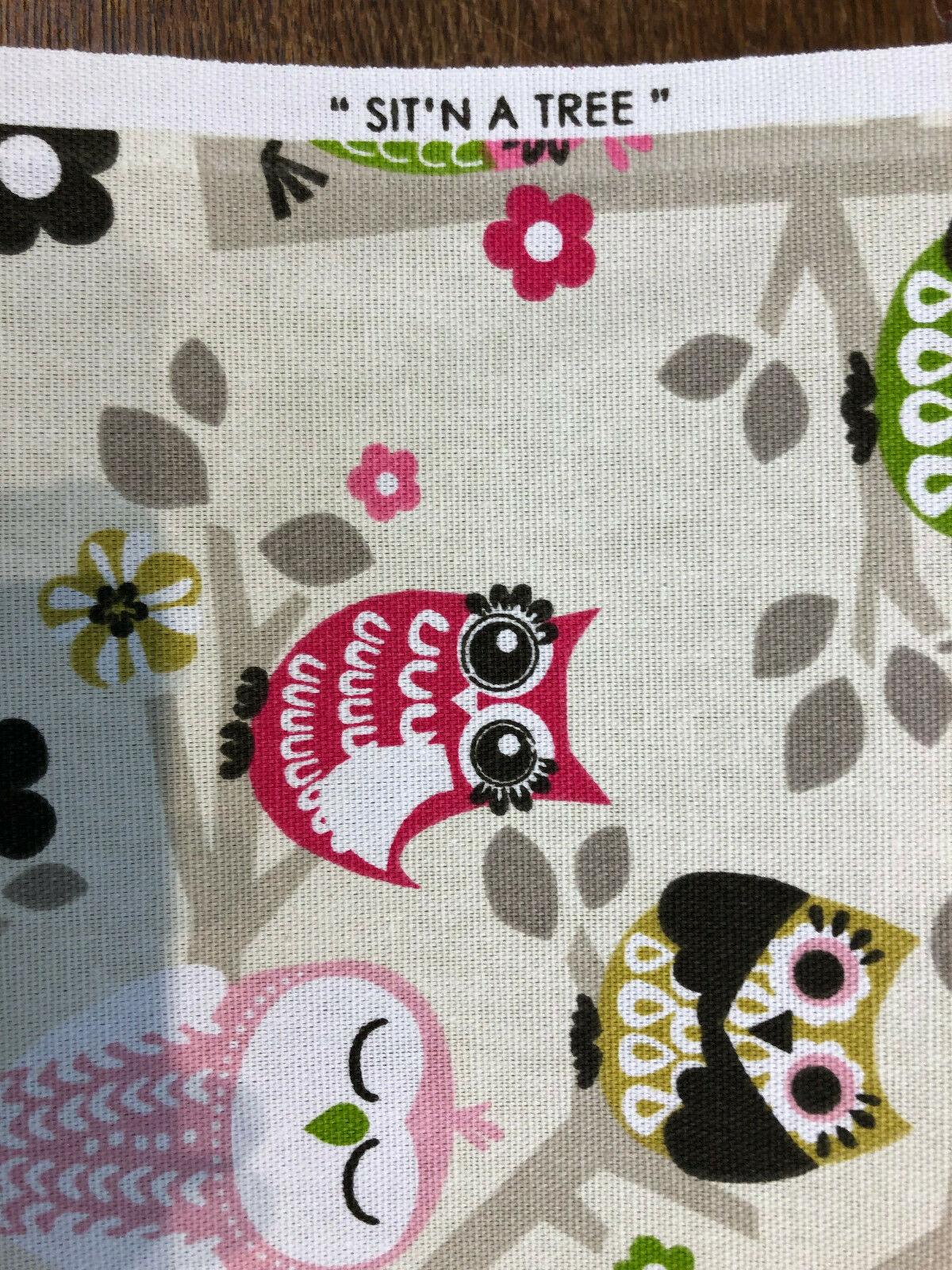 Waverly Sit'N A Tree Cotton Fabric - Beige Background, Fruit Punch Owls, 45" Width (1 Yard)