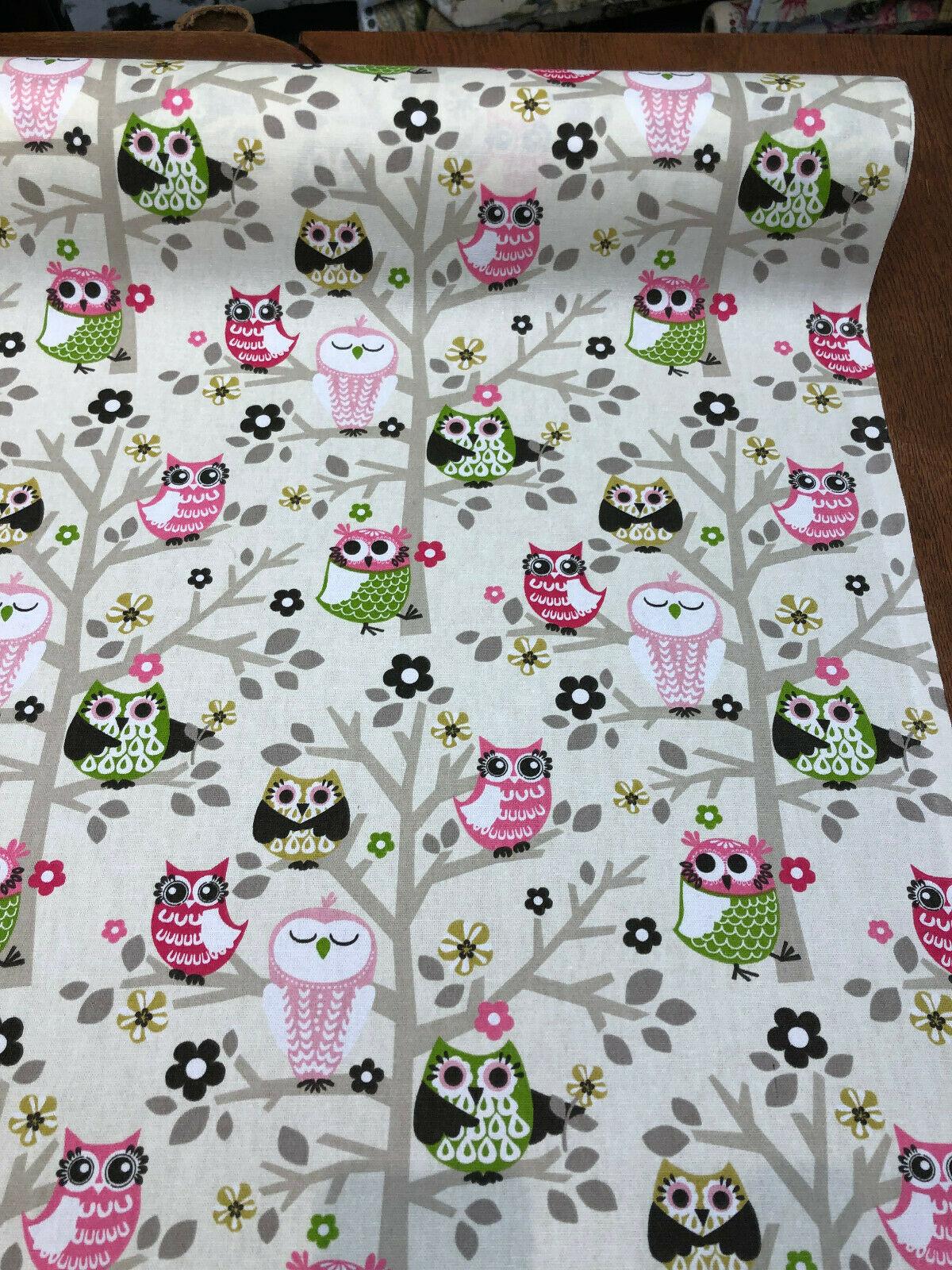 Waverly Sit'N A Tree Cotton Fabric - Beige Background, Fruit Punch Owls, 45" Width (1 Yard)