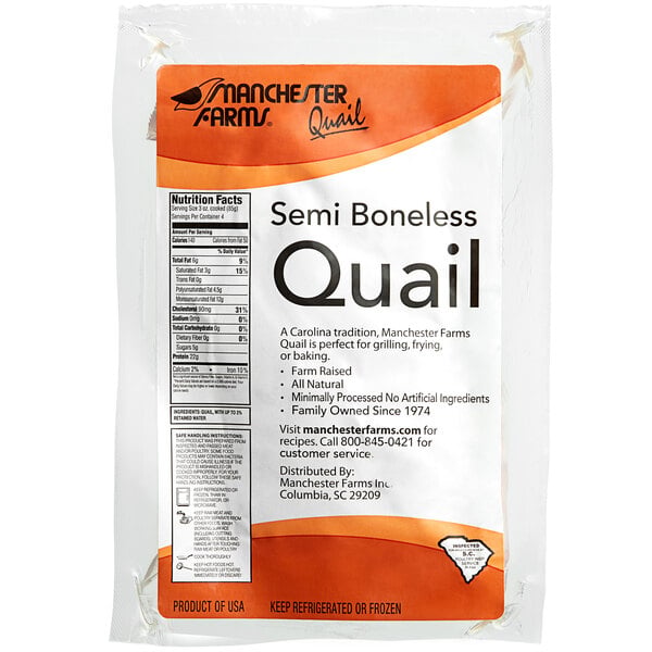 Manchester Farms 3 oz. Fresh Semi Boneless Quail - 24/Case