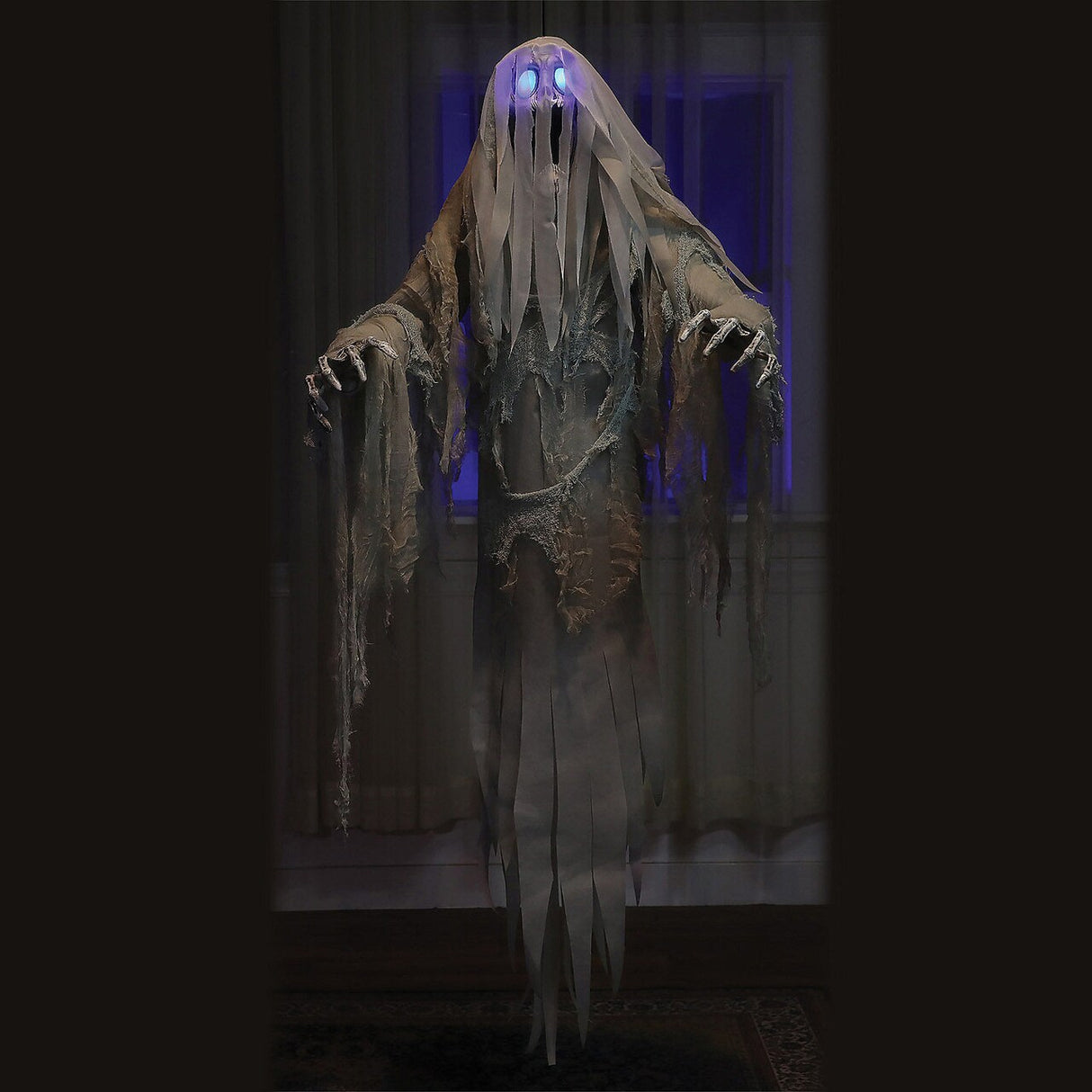 Hanging Ghost Halloween Decoration with Light-Up Eyes and Sound, 60"