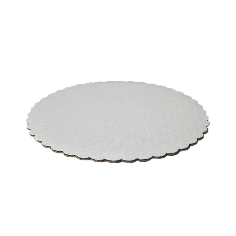 Ocreme White Scalloped Round Cake Board, 10", Pack Of 10