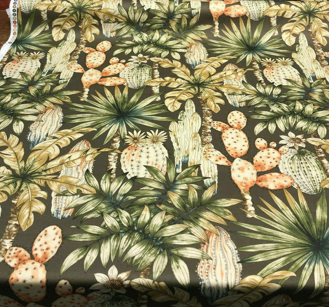 Tommy Bahama Home Emporio Cactus Sunset 100 Percent Cotton Fabric - Sunset Brown, 54" Width, 13.5" Horizontal Repeat, 25.25" Vertical Repeat (1 Yard)
