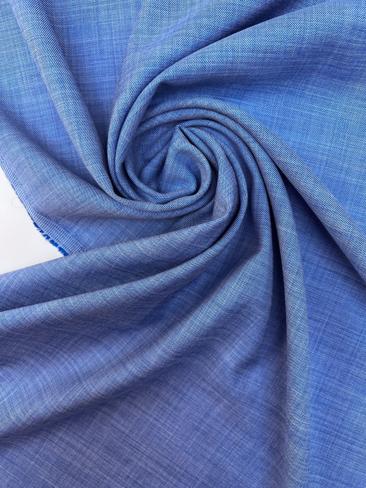 Cotton Melange Fabric White Blue