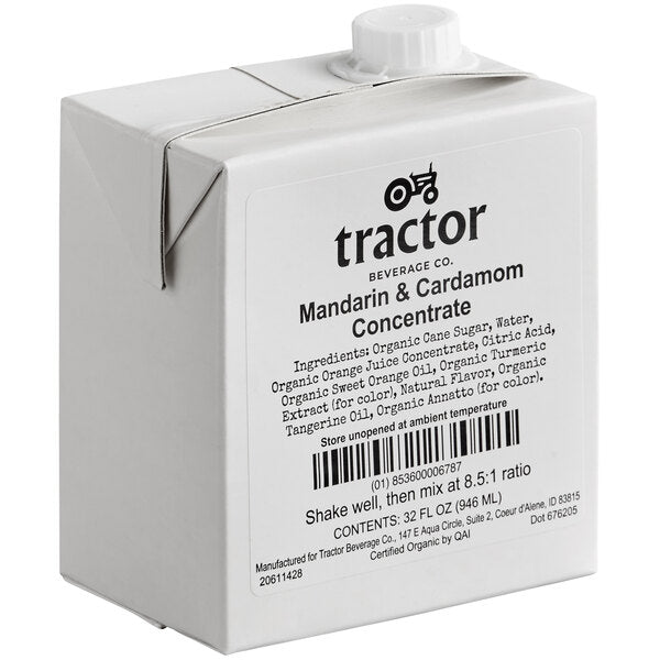Tractor Beverage Co. Organic Mandarin & Cardamom Beverage 8.5:1 Concentrate 32 fl. oz. - 12/Case