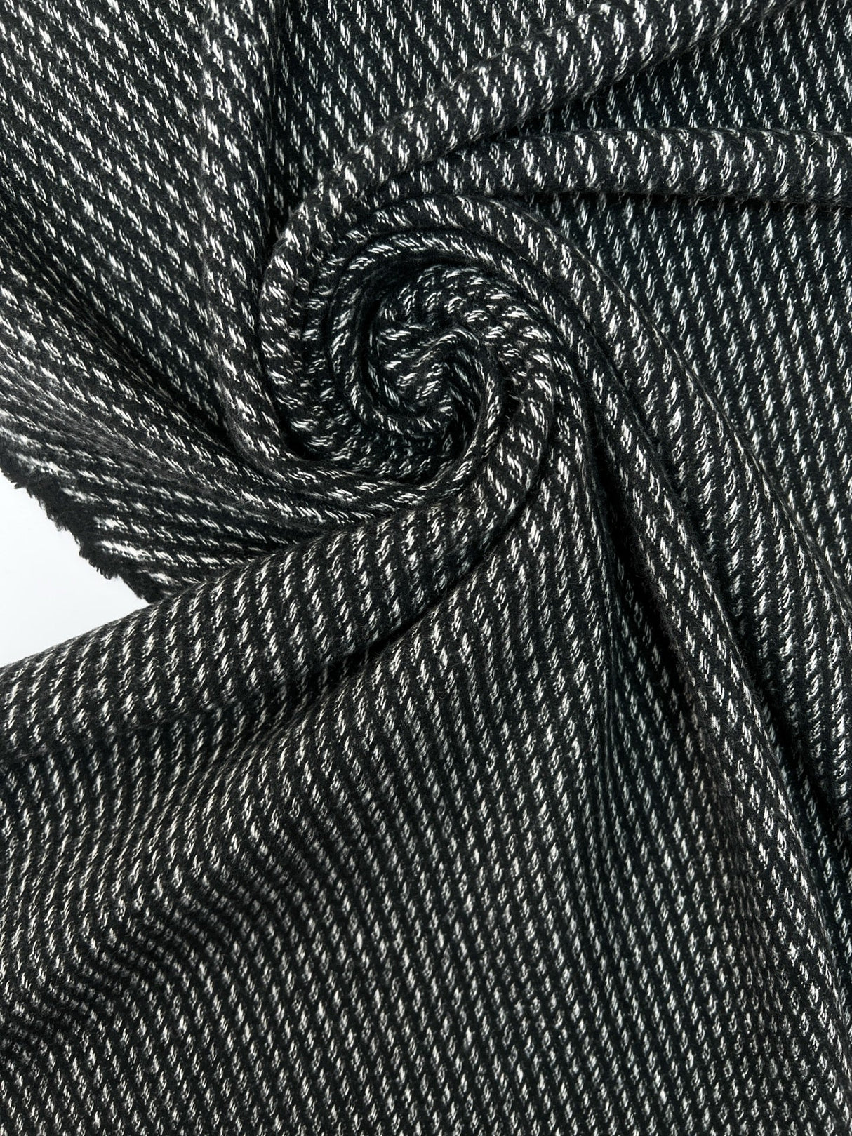 Cotton Wool Tweed Striped Black White