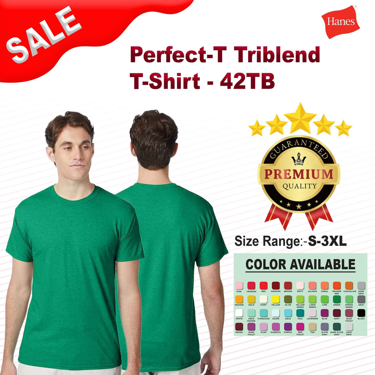 Hanes® Perfect-T Triblend Short Sleeve Crew Neck T-Shirt