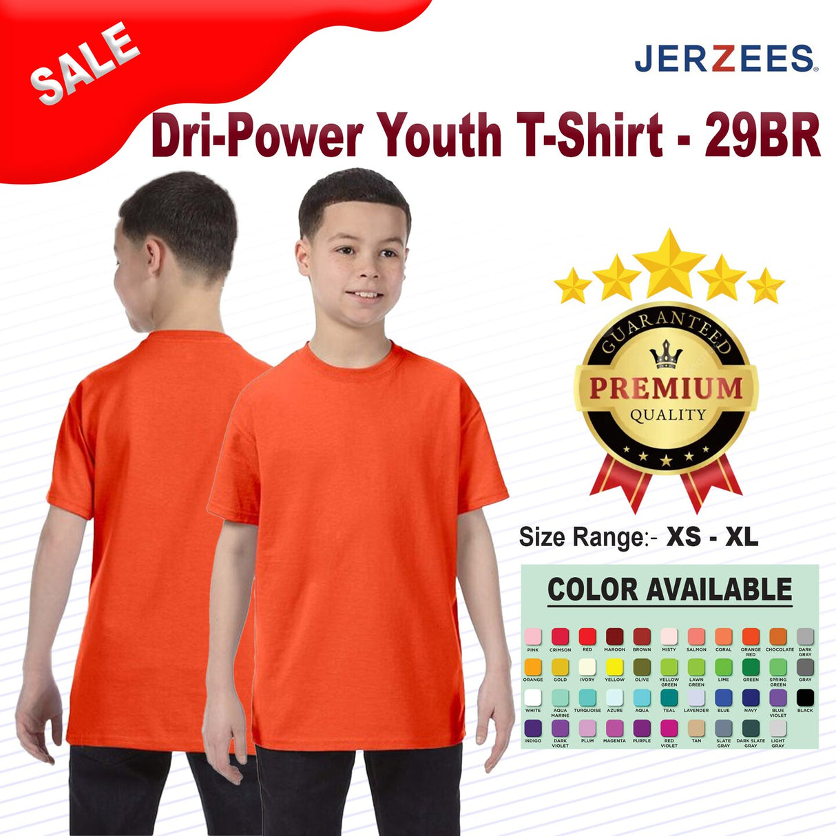 Jerzees® Dri Power Youth Short Sleeve Crew Neck T-Shirt