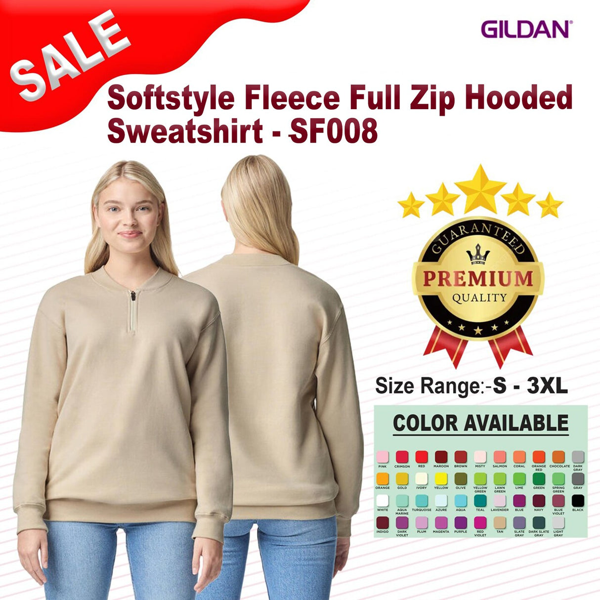 Gildan® Softstyle Midweight Fleece Quarter Zip Sweatshirt