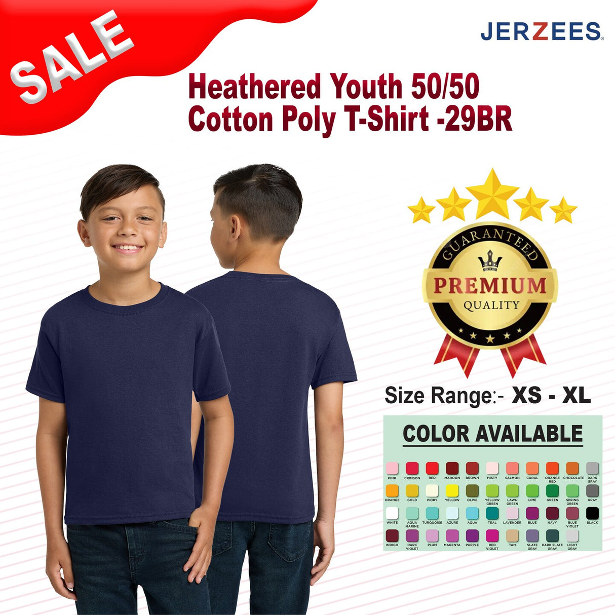 Jerzees® Dri Power Youth Cotton Polyester Short Sleeve Crewneck T-Shirt