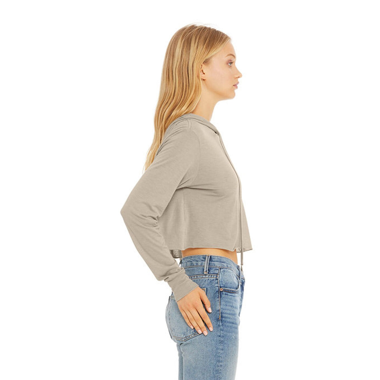 Bella + Canvas® Ladies Cropped Long Sleeve Hooded T Shirt