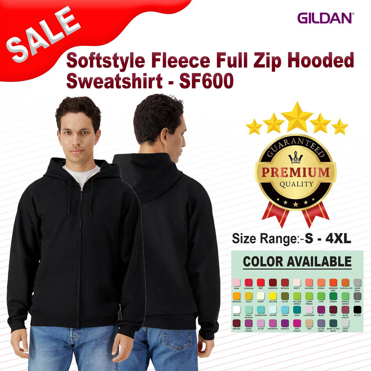 Gildan® Softstyle Fleece Full Zip Hooded Sweatshirt