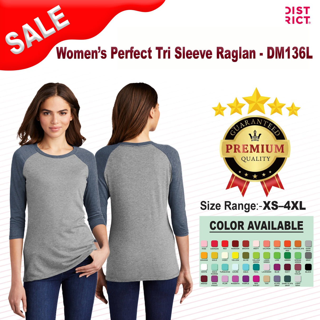 District® Women’s Perfect Three-Quarter Sleeve Raglan