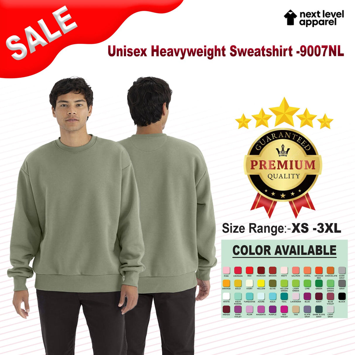 Next Level® Unisex Heavyweight Full Sleeve Sweatshirt