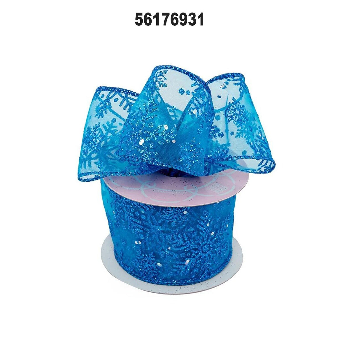 Blue Sparkle Snowflake Ribbon 10 Yards x 2.5 Inches 1 Roll