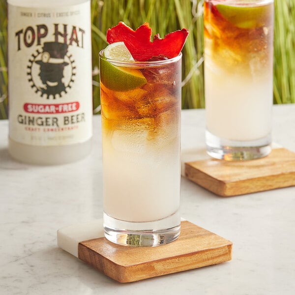 Top Hat Provisions Sugar-Free Spicy Ginger Beer 5:1 Concentrate 32 fl. oz. - 12/Case