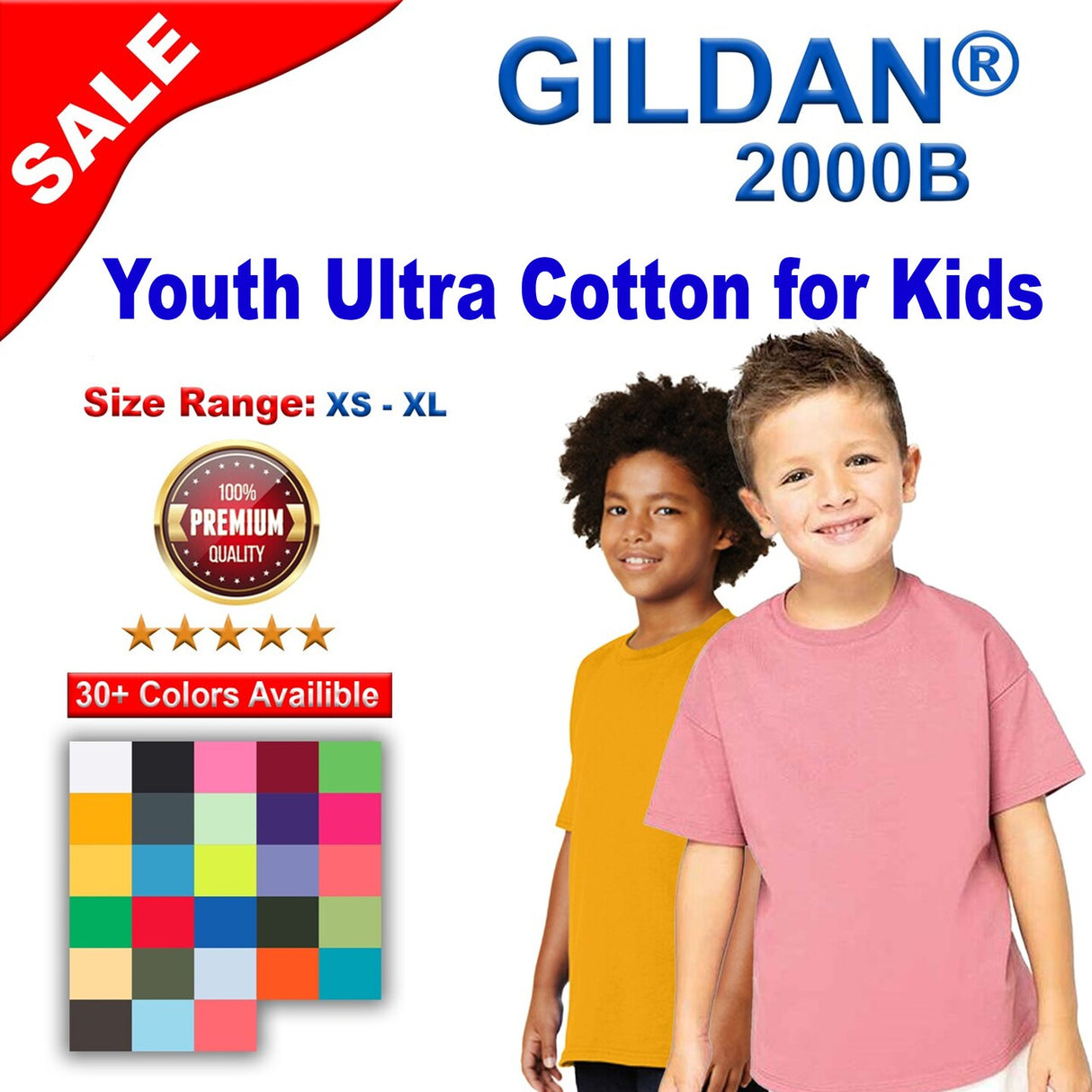 Gildan® Youth Ultra Cotton Crew Neck Short Sleeve for Kids
