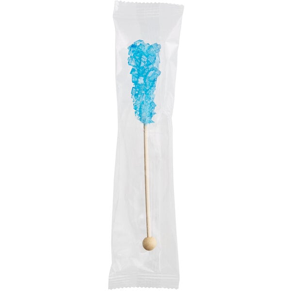 Roses Dryden and Palmer Blue Raspberry Wrapped Rock Candy Swizzle Stick - 72/Case