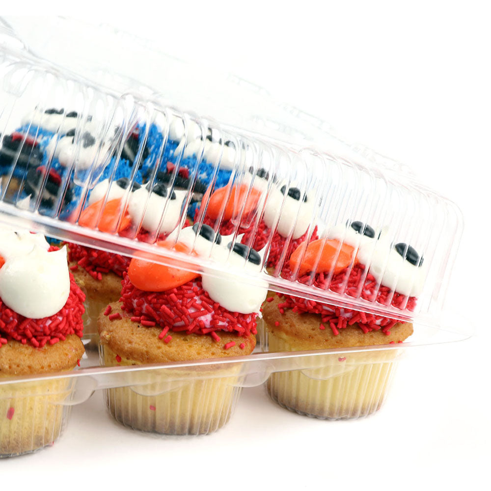 Hinged Clear Plastic Container for 12 Muffins, Pack of 5