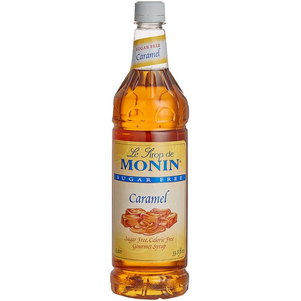 Monin Sugar-Free Caramel Flavoring Syrup 1 Liter - 4/Case