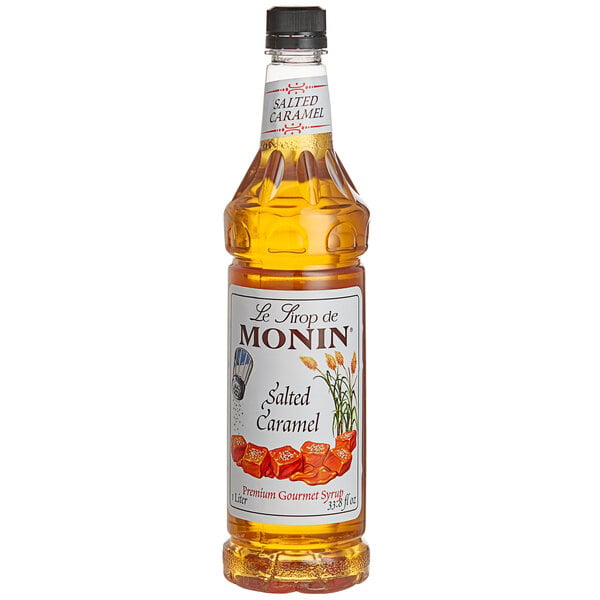 Monin Premium Salted Caramel Flavoring Syrup 1 Liter - 4/Case