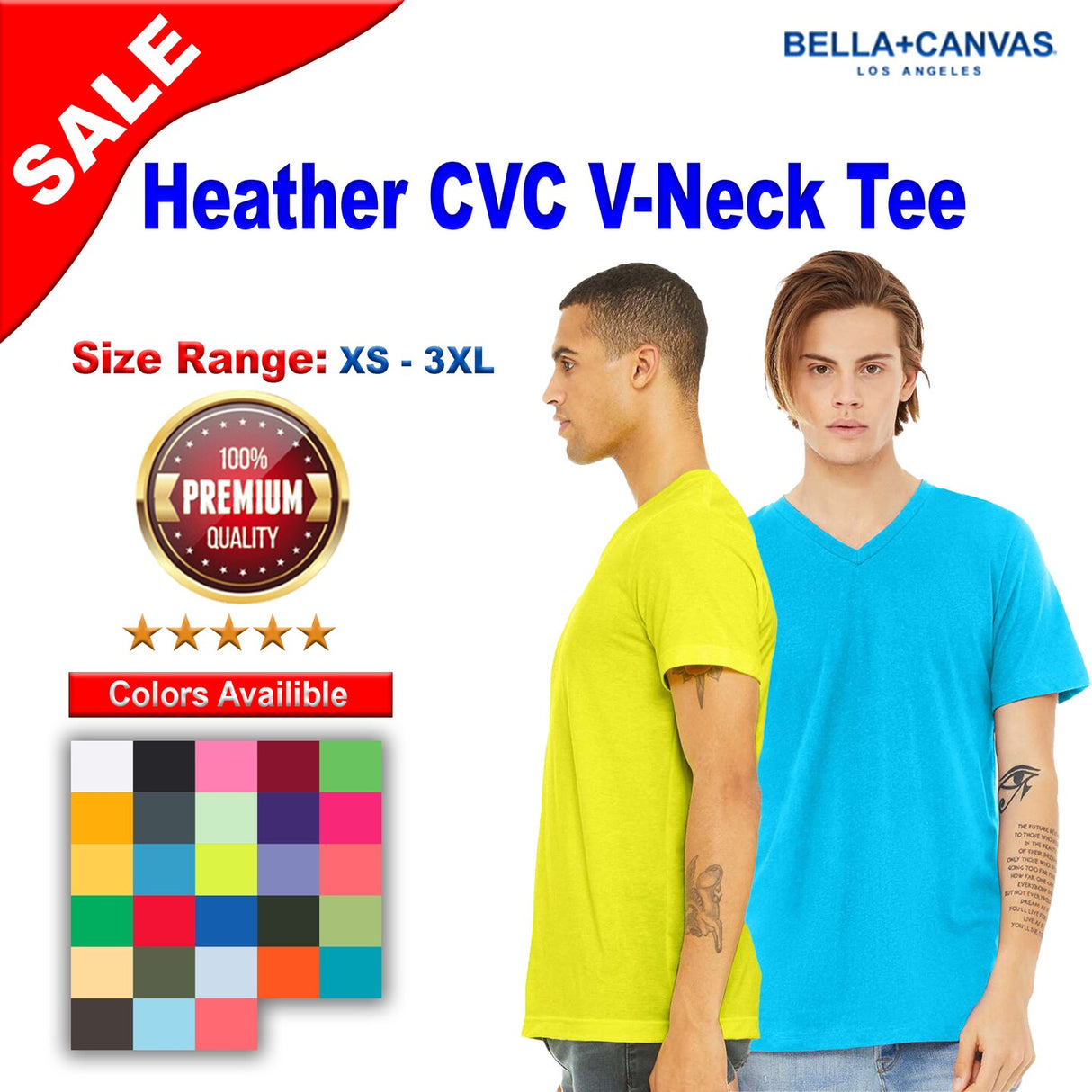 BELLA + CANVAS® Heather CVC Short Sleeve V-Neck Tee