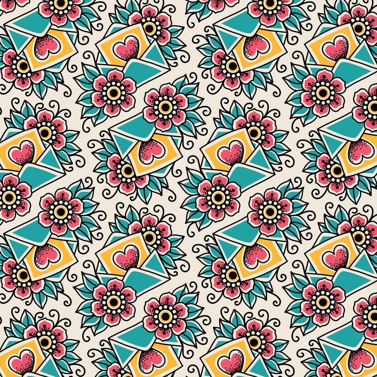 Cotton Print Fabric Love Blooms Love Ink 3380 44/45"