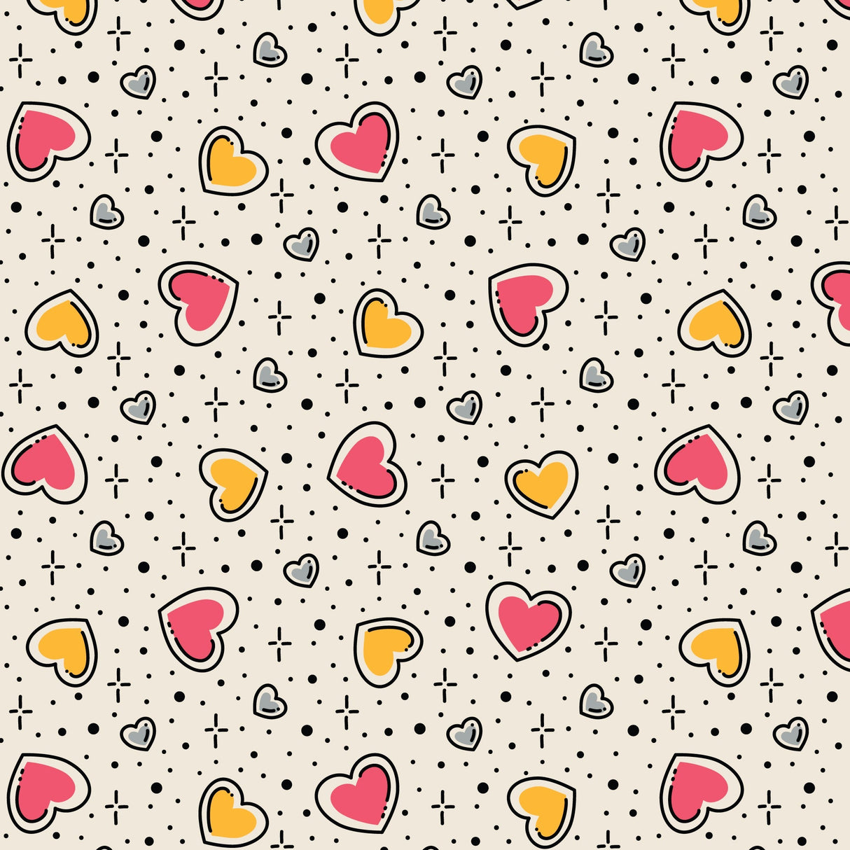 Cotton Print Love Struck Love Ink 3386 Fabric