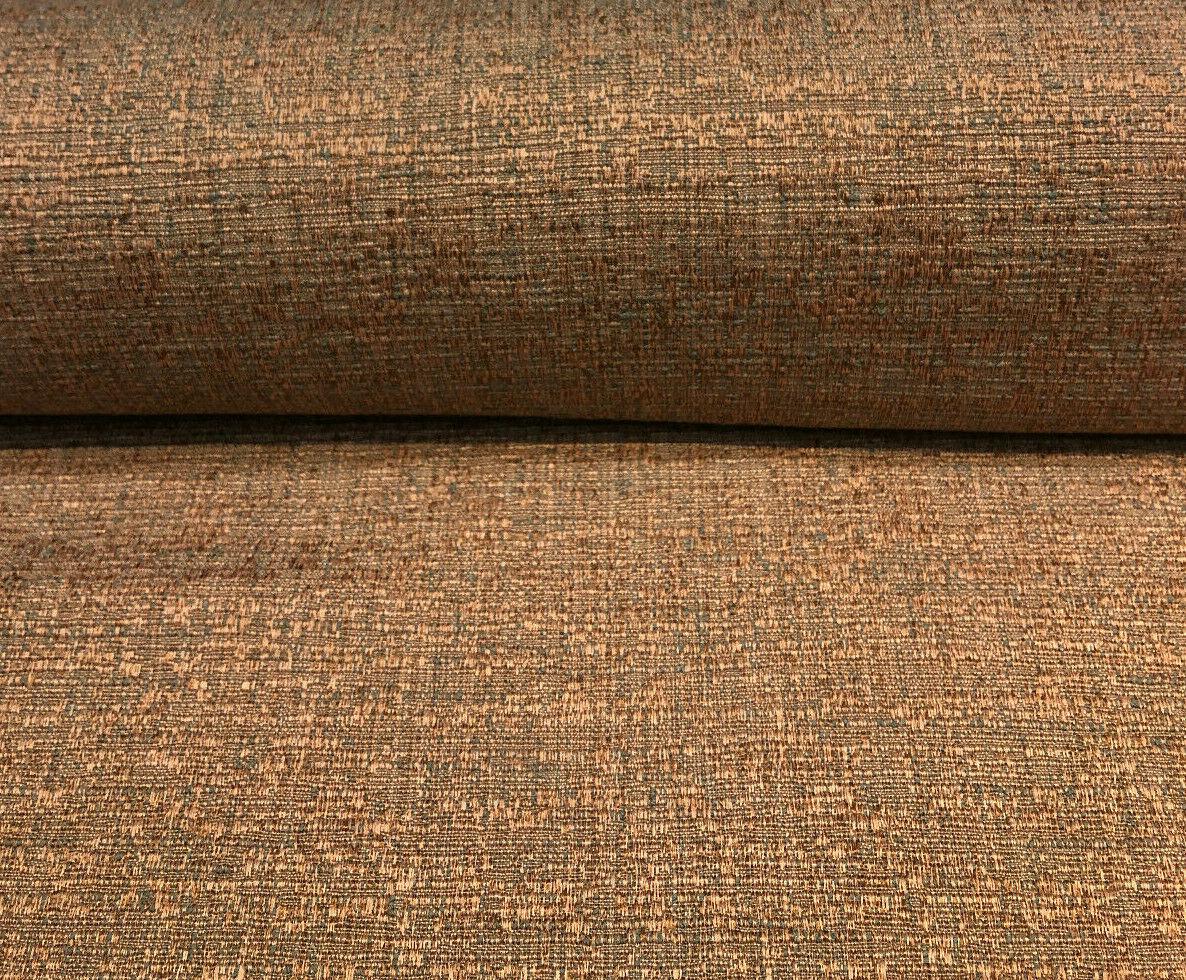 Rawhide Copper Slubbed Textured Cotton Polyester Fabric - Copper Orange Dark Taupe, 54" Width (1 Yard)