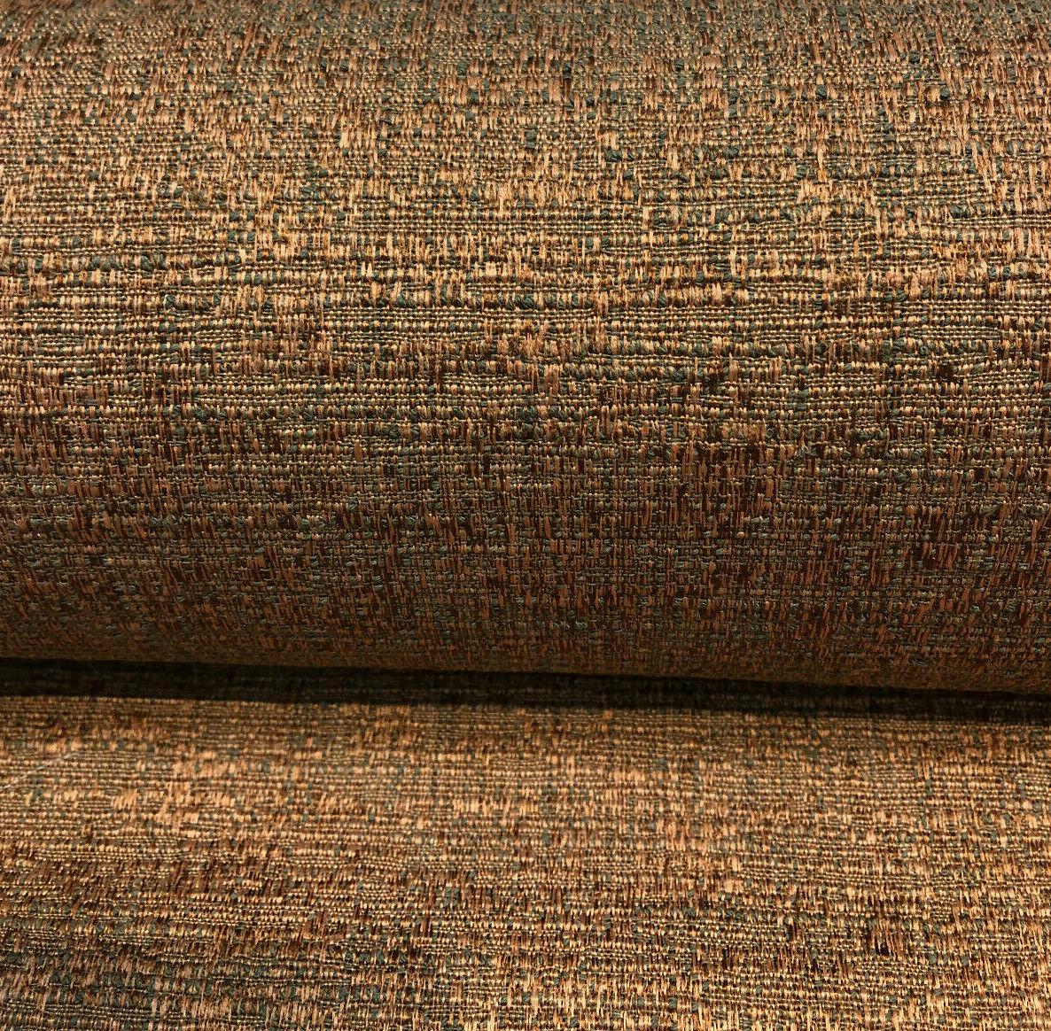 Rawhide Copper Slubbed Textured Cotton Polyester Fabric - Copper Orange Dark Taupe, 54" Width (1 Yard)