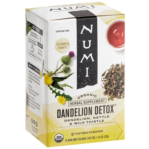 Numi Organic Dandelion Detox Herbal Tea Bags - 16/Box