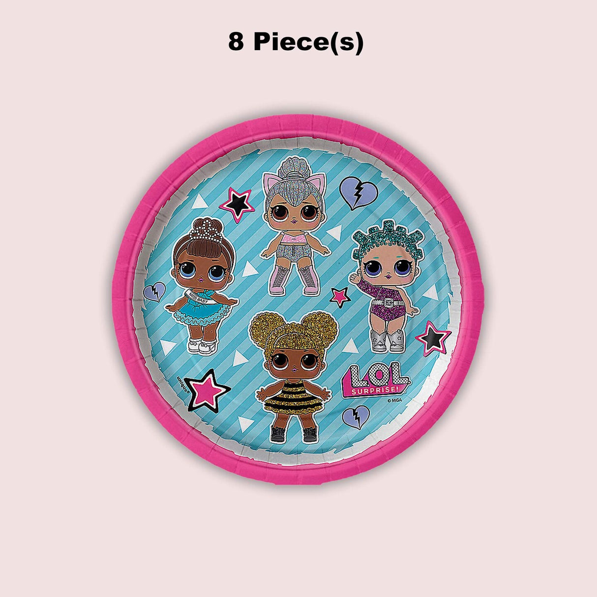 8 Count L.O.L. Surprise Party Paper Dessert Plates Disposable Tableware for Kids Birthday
