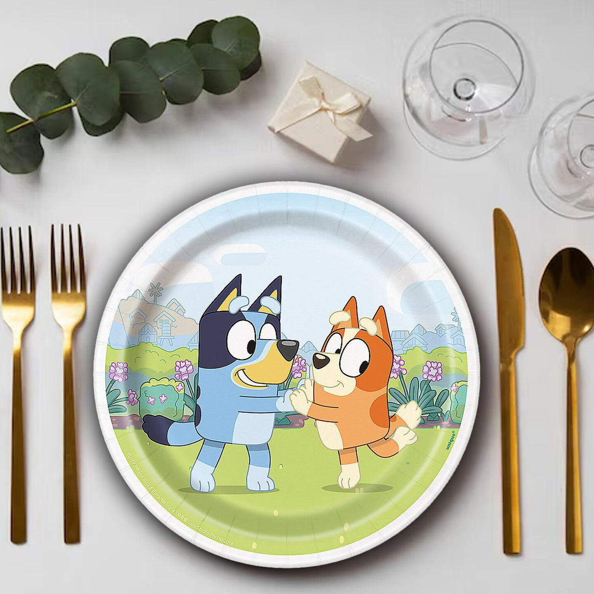 8 Ct. Bluey Party Paper Dessert Plates 7" Disposable Plates for Kids' Parties
