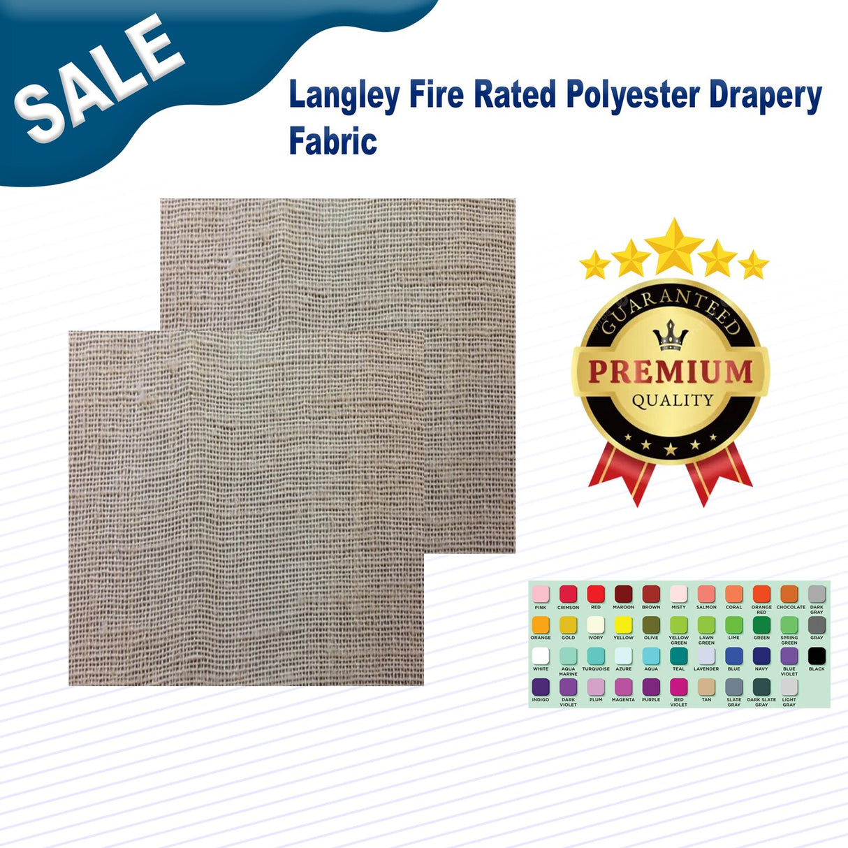 1 Yard Langley Fire Rated Polyester Drapery Fabric