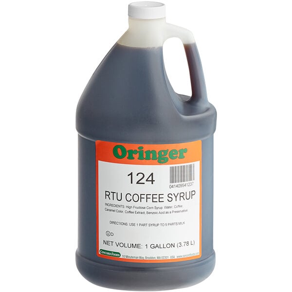 Oringer Coffee Milkshake Base Syrup 1 Gallon - 4/Case
